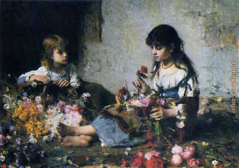 The Little Flower Seller painting - Alexei Alexeivich Harlamoff The Little Flower Seller art painting